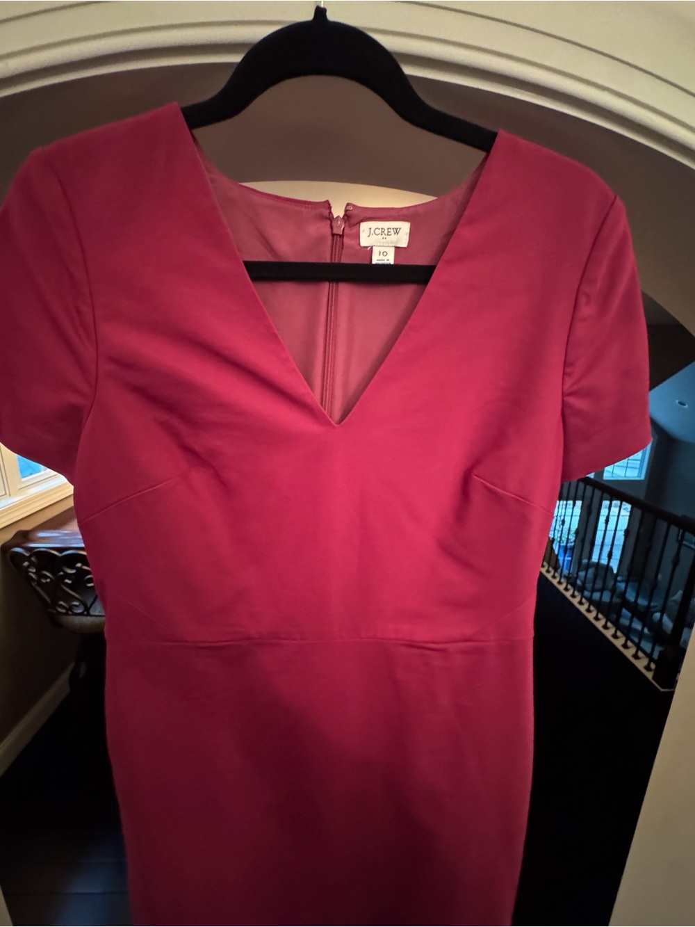 J. Crew Fuchsia V-Neck Midi Sheath Dress